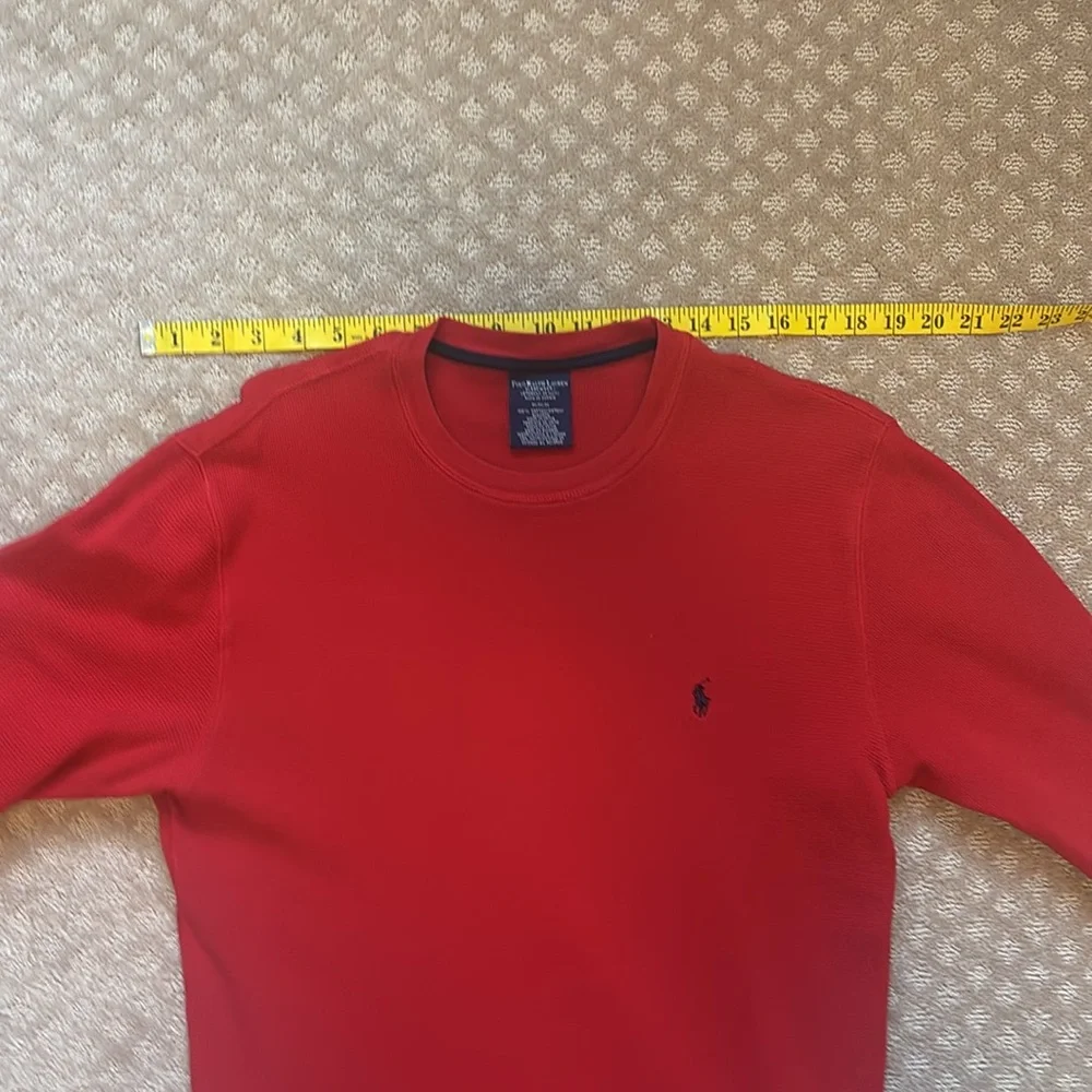 Men's Polo Ralph Lauren Red Thermal Waffle Knit Red Longsleeve Shirt